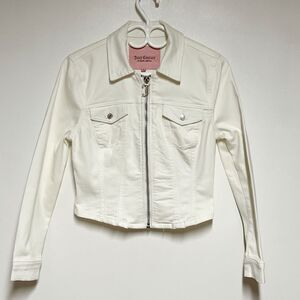 New Juicy Couture white Denim Zip Rhinestone Jacket Sz Womens Sz S